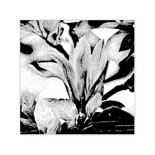 Drawing of a magnolia flower branch self-inking st stamp