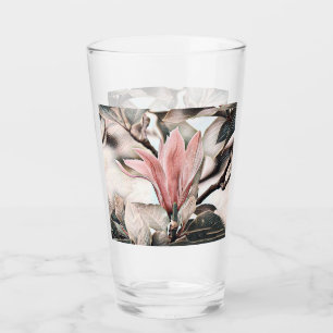 Drawing of a pink magnolia branch glass