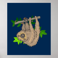 Drawing of a Sloth Hanging Upside Down