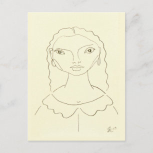 Drawing of a Young Girl Brazilian Angel Postcard