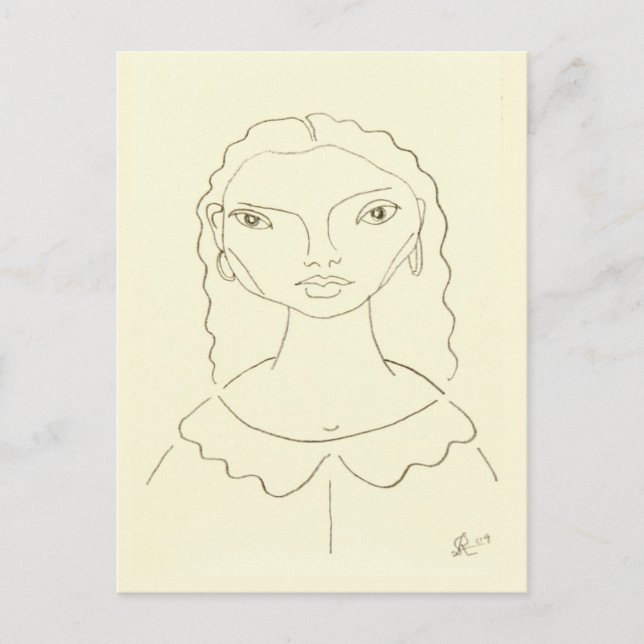 Drawing of a Young Girl Brazilian Angel Postcard (Front)