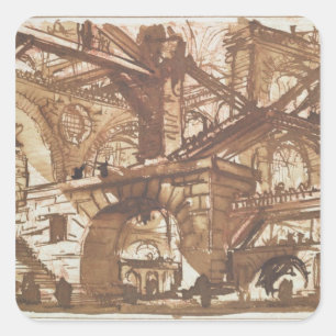 Drawing of an Imaginary Prison Square Sticker