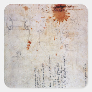 Drawing of an Urn and Figure with Notes Square Sticker