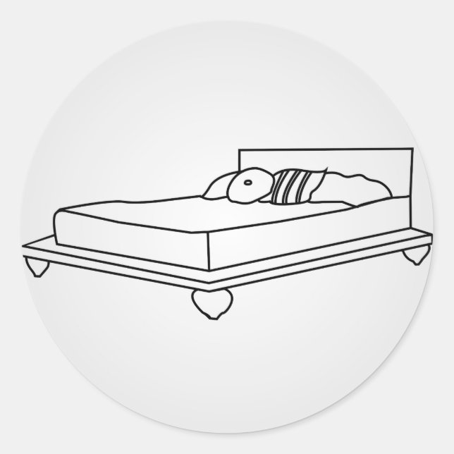 Drawing of bedroom furniture classic round sticker (Front)