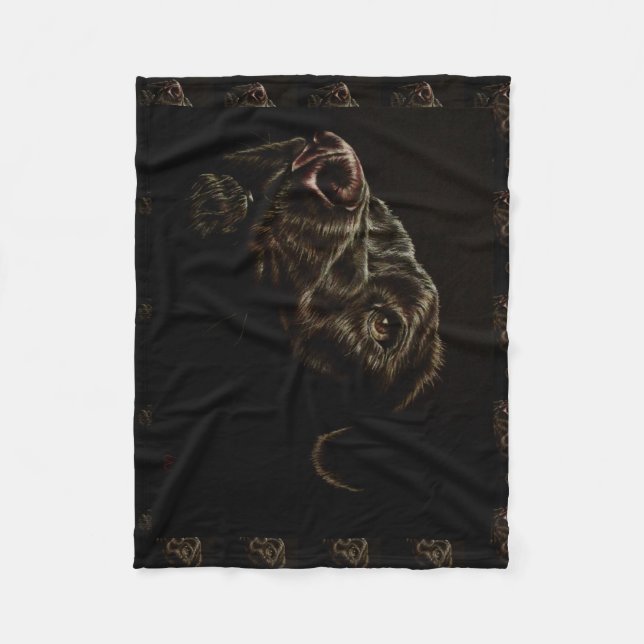 Drawing of Black Dog on Blanket (Front)