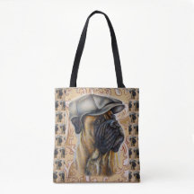 Drawing of Boxer Dog Animal Art on Tote Bag