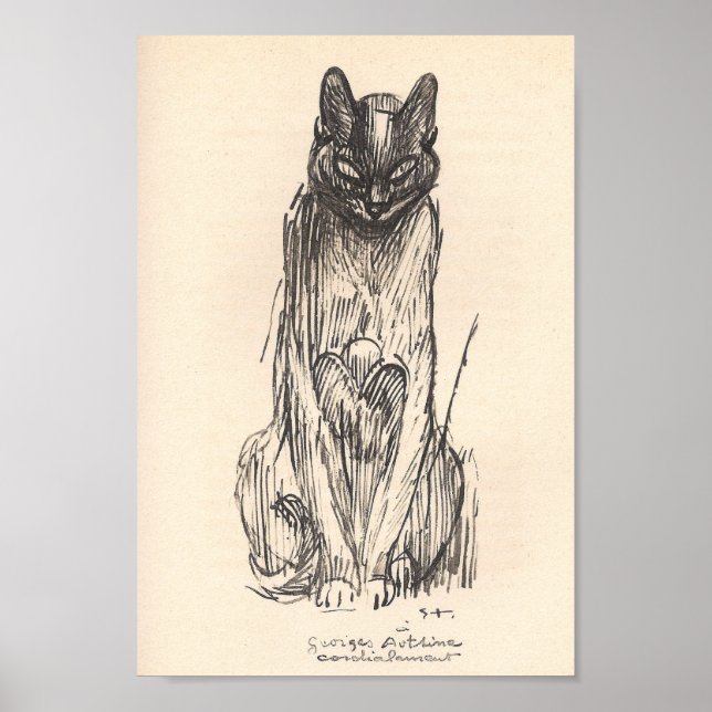 Drawing of Cat by Alexandre Steinlen Poster (Front)