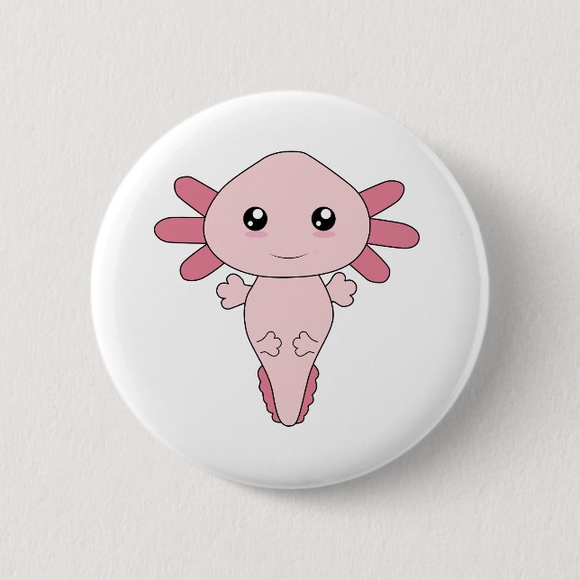 Drawing Of Cool Pink Axolotl 2 Inch Round Button (Front)