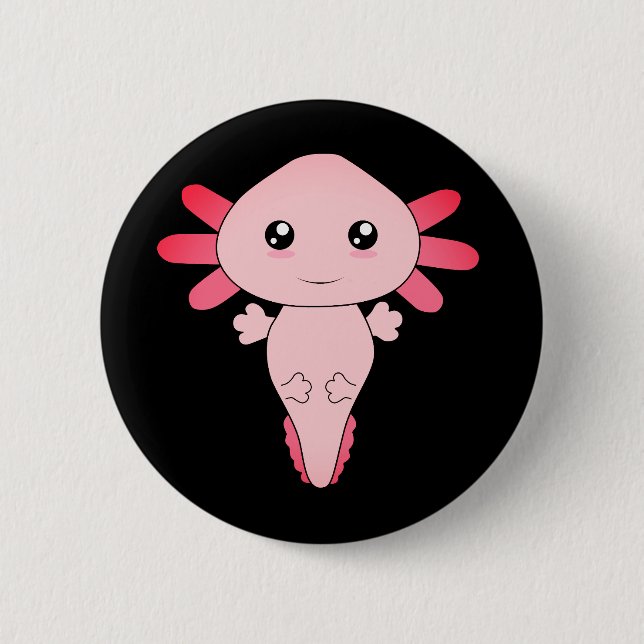 Drawing Of Cool Pink Axolotl 2 Inch Round Button (Front)