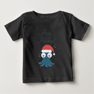 drawing of cute cartoon blue octopus   baby T-Shirt