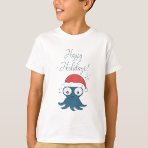drawing of cute cartoon blue octopus    T-Shirt
