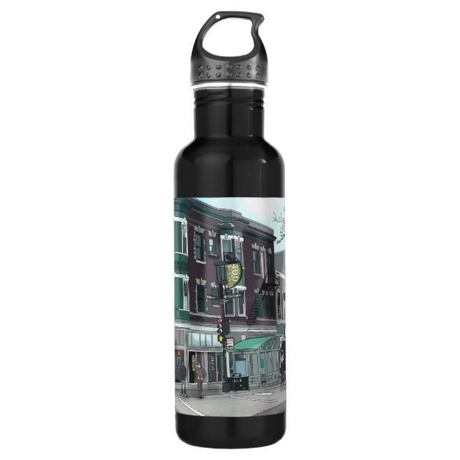 Drawing of Downtown Madison, Wisconsin 710 Ml Water Bottle (Front)