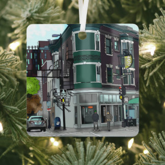 Drawing of Downtown Madison, Wisconsin Christmas Metal Ornament