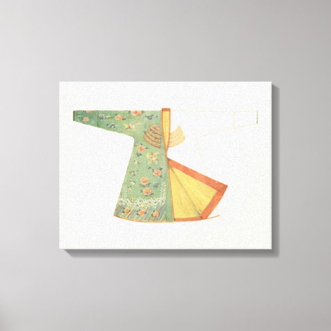Drawing of Half-Finished Kimono Canvas Print (Front)