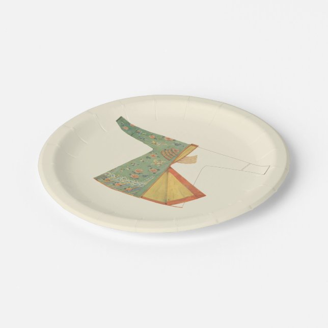 Drawing of Half-Finished Kimono Paper Plate (Angled)