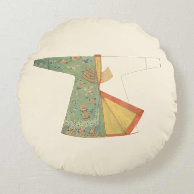 Drawing of Half-Finished Kimono Round Pillow (Front)