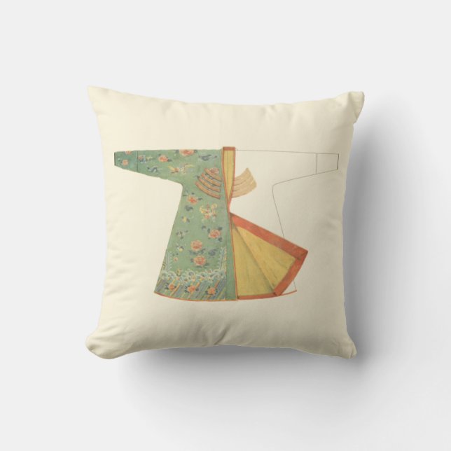 Drawing of Half-Finished Kimono Throw Pillow (Front)