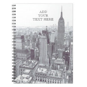 Drawing of New York City Landscape Custom Notebook