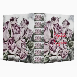 Drawing of pink roses bucket Binder