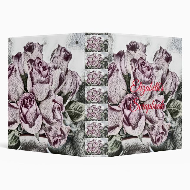 Drawing of pink roses bucket Binder (Background)