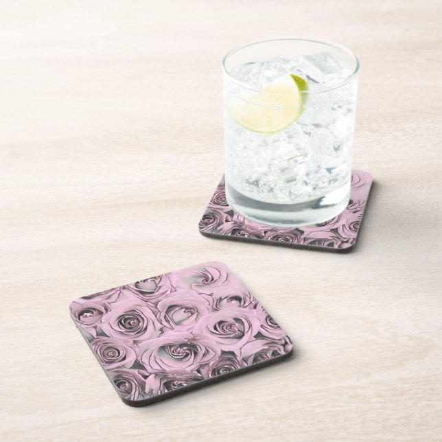 Drawing of pink roses coaster (Right Side)