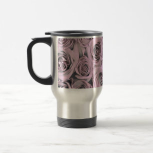 Drawing of pink roses travel mug