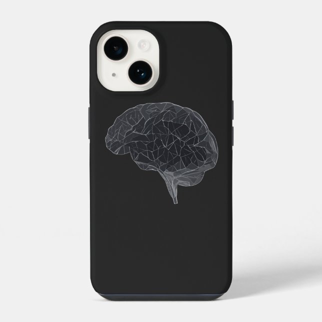 Drawing of Polygonal Brain - Neural Network iPhone Case (Back)