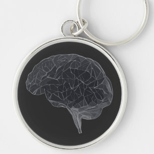 Drawing of Polygonal Brain - Neural Network Keychain