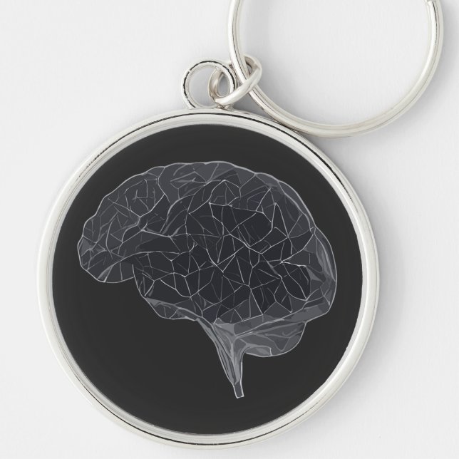 Drawing of Polygonal Brain - Neural Network Keychain (Front)
