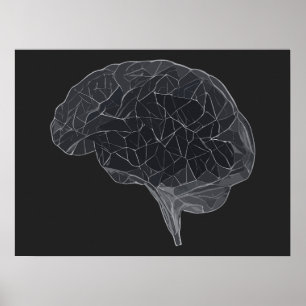 Drawing of Polygonal Brain - Neural Network Poster