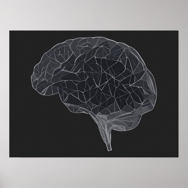Drawing of Polygonal Brain - Neural Network Poster (Front)