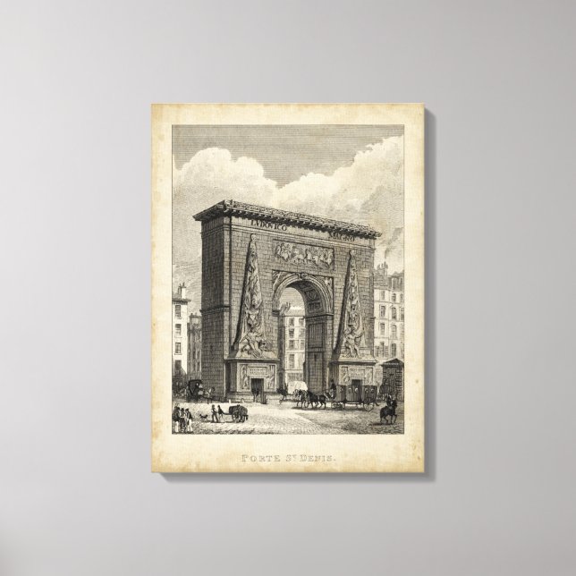 Drawing of Porte Saint-Denis Monument Canvas Print (Front)