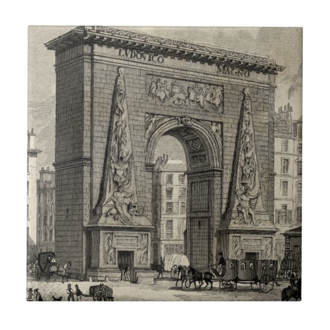 Drawing of Porte Saint-Denis Monument Tile (Front)