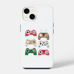 Drawing of several Christmas-style game controller iPhone 14 Case