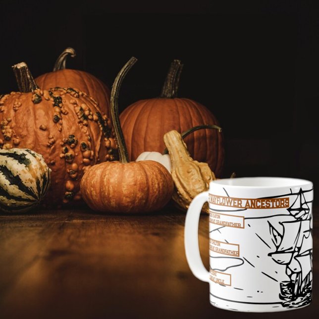 Drawing of Ship with Mayflower Ancestors Names  Coffee Mug (Creator Uploaded)