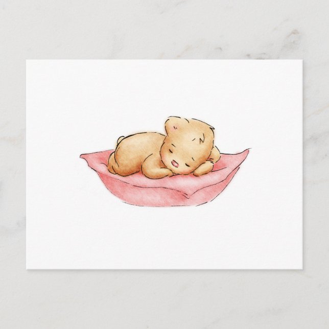 Drawing of Sleeping Teddy Bear Postcard (Front)