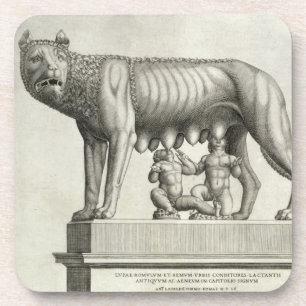 Drawing of the Etruscan bronze of the she-wolf suc Coaster