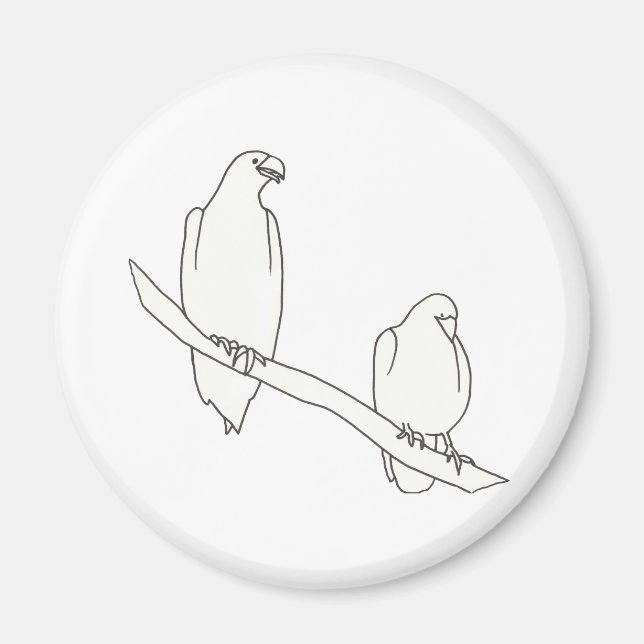 Drawing of Two Eagles on a Branch Magnets (Front)