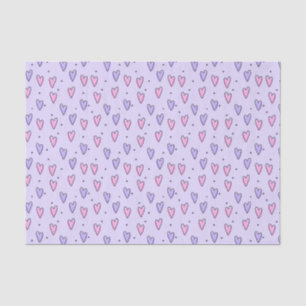 Drawing of Whimsical Small Hearts Pink Purple Tissue Paper