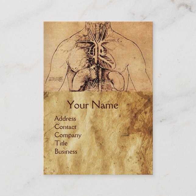 Drawing of Woman’s Torso Antique Brown Parchment Business Card (Front)