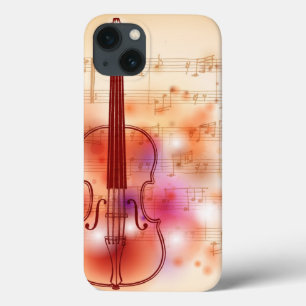 Drawing on watercolor background of violin iPhone 13 case