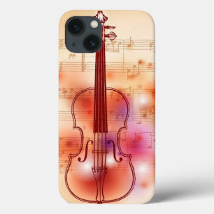 Drawing on watercolor background of violin iPhone 13 case