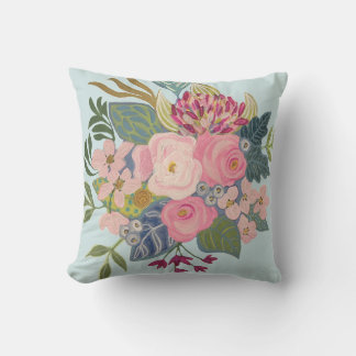 Drawing Room_Light Blue_Bright Floral Pillow