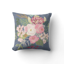 Drawing Room_Periwinkle Blue_Faded Floral Pillow