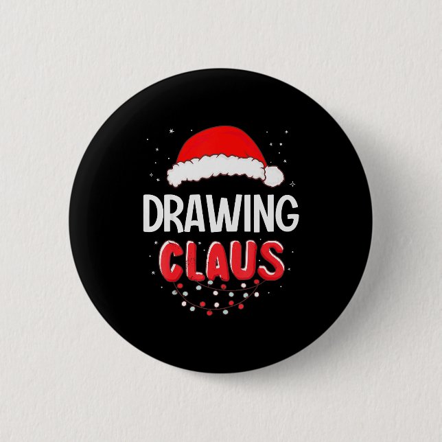 Drawing Santa Claus Christmas Matching Costume  2 Inch Round Button (Front)