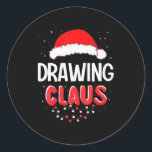 Drawing Santa Claus Christmas Matching Costume  Classic Round Sticker<br><div class="desc">Drawing Santa Claus Christmas Matching Costume</div>