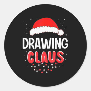 Drawing Santa Claus Christmas Matching Costume  Classic Round Sticker