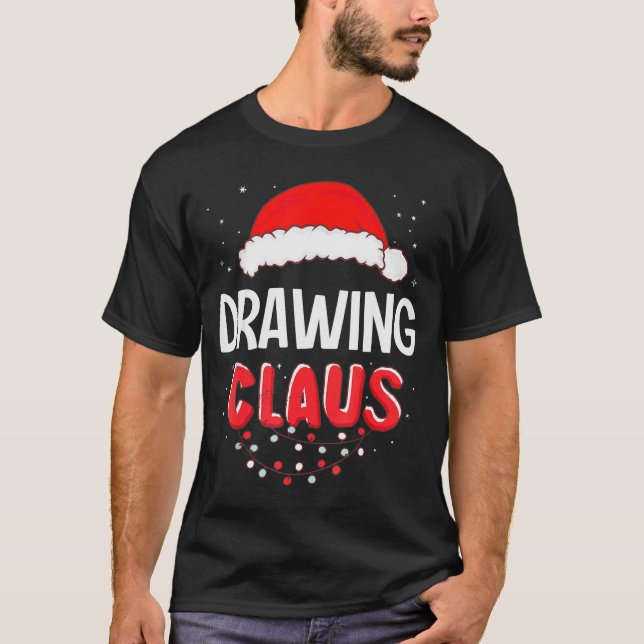 Drawing Santa Claus Christmas Matching Costume  T-Shirt (Front)