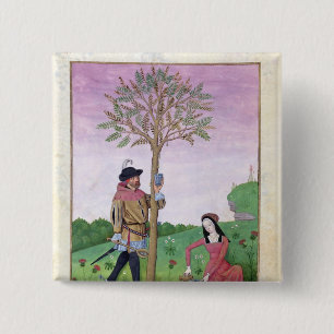Drawing sap from a tree 2 inch square button