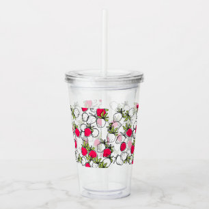 Drawing, strawberry acrylic tumbler